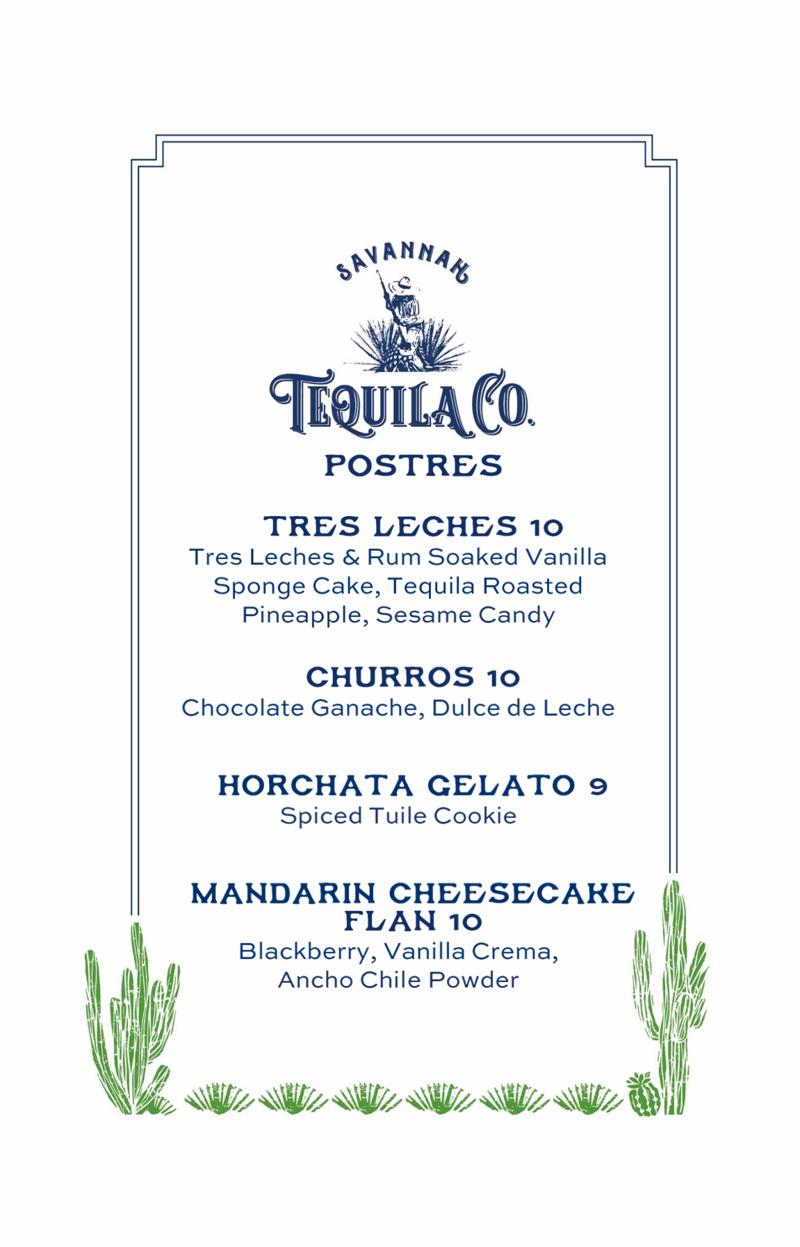 Savannah Tequila Company desserts Spring 2025 menu
